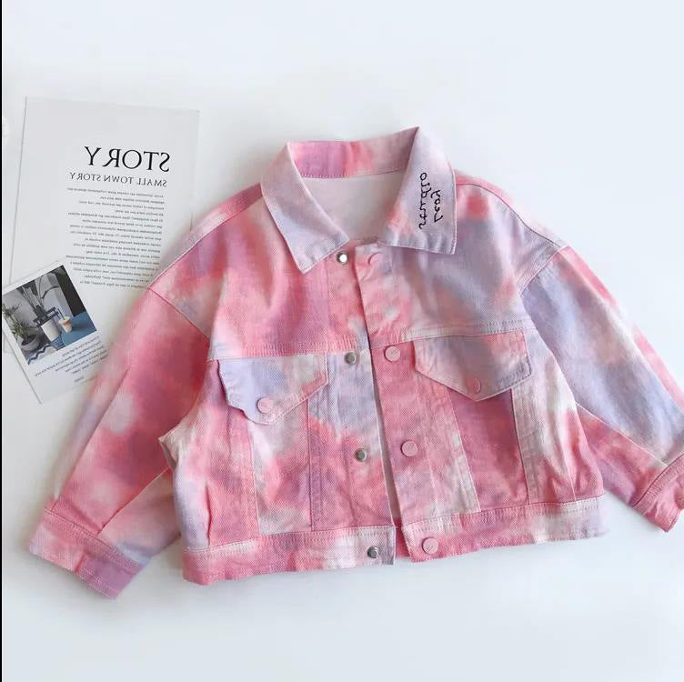 Girls' Denim Jacket Wear Tie-Dye