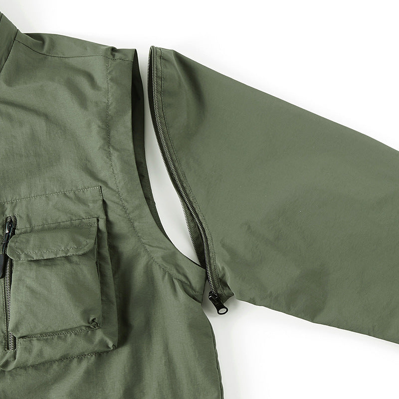 Camping Hooded Off-sleeve Jacket