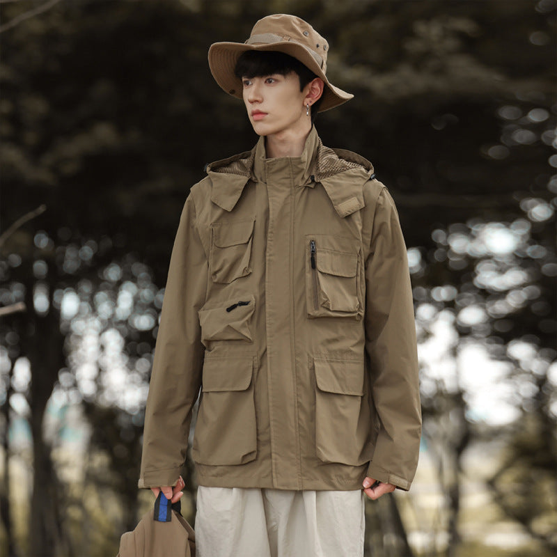 Camping Hooded Off-sleeve Jacket