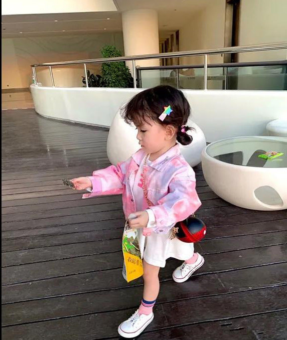 Girls' Denim Jacket Wear Tie-Dye