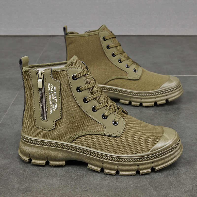 Men's Side Zipper High-top Shoes