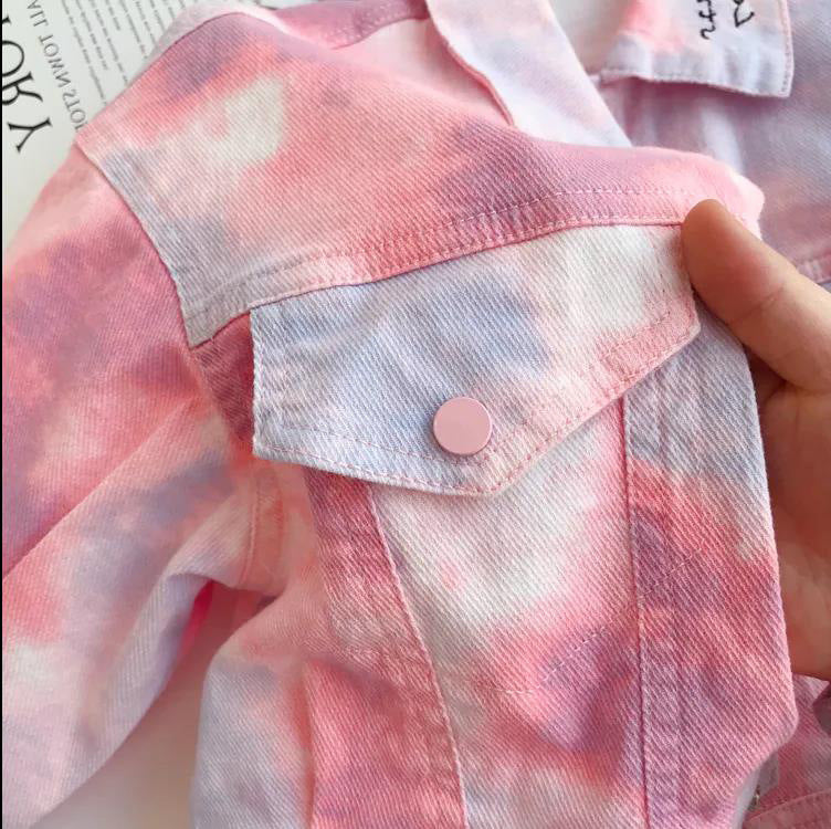 Girls' Denim Jacket Wear Tie-Dye