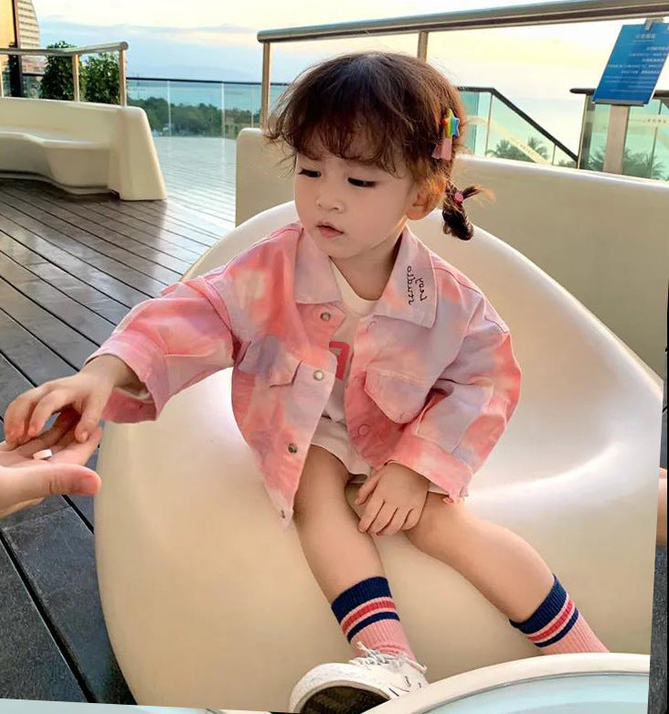 Girls' Denim Jacket Wear Tie-Dye