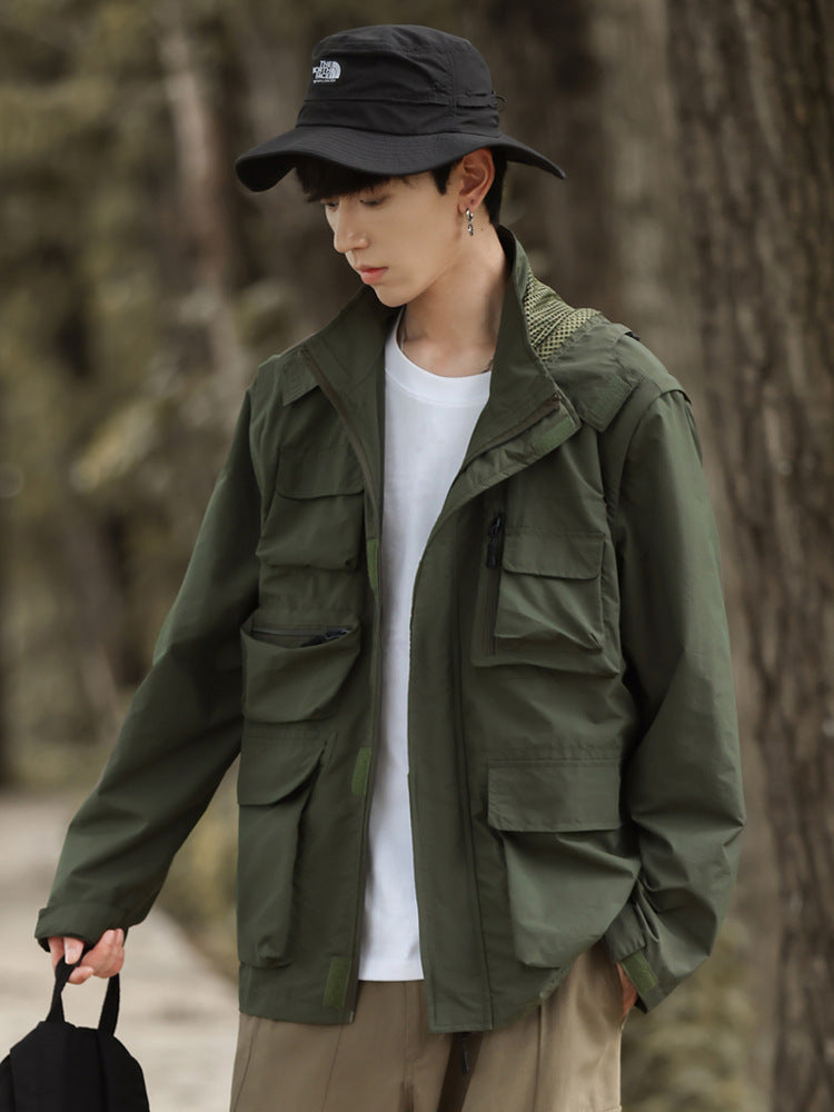 Camping Hooded Off-sleeve Jacket