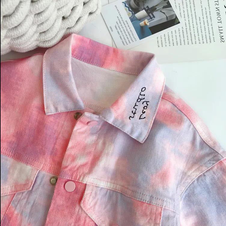 Girls' Denim Jacket Wear Tie-Dye